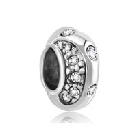 European Beads - clear crystal fit all brands silver plated beads charms bracelets Image.