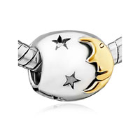 European Beads - starry moonlight night fit all brands silver plated beads charms bracelets Image.