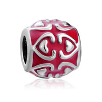 European Beads - red heart fit all brands silver plated beads charms bracelets Image.