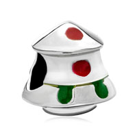 European Beads - christmas tree shape with dot classic silver plated beads charms bracelets Image.