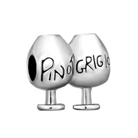 European Beads - double goblet " pinot grigio"  fit all brands silver plated beads charms bracelets Image.