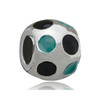 European Beads - ball with green round silver plated beads charms bracelets Image.