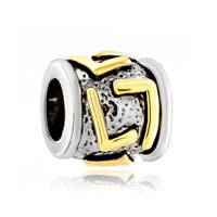 European Beads - golden "l" letter classic two tone plated beads charms bracelets Image.