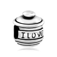 European Beads - love you hunny pot fit all brands silver plated beads charms bracelets Image.