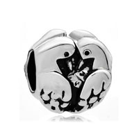 European Beads - two turtle doves silver plated beads charms bracelets Image.