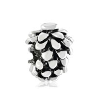 European Beads - pinecone silver plated beads charms bracelets Image.