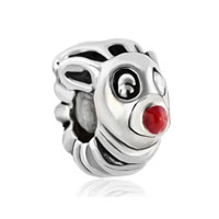 European Beads - red nose deer silver plated beads charms bracelets Image.