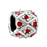 European Beads - july birthstone circle silver plated beads charms bracelets Image.