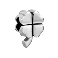 European Beads - four leaf clover silver plated beads charms bracelets Image.