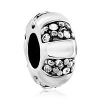 European Beads - pumpkin shape with april birthstone silver plated beads charms bracelets Image.