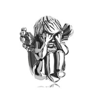 European Beads - angel squatting see no evil fit all brands silver plated beads charms bracelets Image.