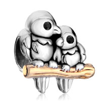 European Beads - 22k mom son bird deep love all brand two tone plated beads charms bracelets Image.