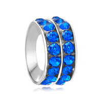 European Beads - round sapphire rhinestone crystal blue fit all brands beads charms bracelets Image.