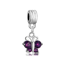 DPC_HD04_X02: february birthstone amethyst butterfly dangle european beads all brands charms bracelets Image.