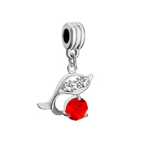  - jul birthstone light red crystal diamond accent dolphin bead charm all brand bracelet Image.