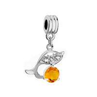 European Beads - november birthstone dolphin fit all brands dangle european beads charms bracelets Image.