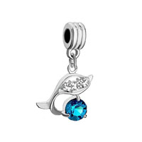 European Beads - fish december birthstone blue zircon fit all brands dangle european beads charms bracelets Image.