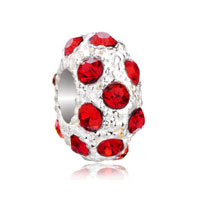 European Beads - july birthstone light red crystal white ball all brand beads charms bracelets Image.