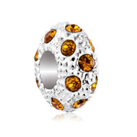 European Beads - nov birthstone topaz yellow crystal clear white ball all brand beads charms bracelets Image.