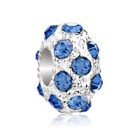 European Beads - december birthstone blue zircon swarovski crystal clear ball wheel fit all brands beads charms bracelets Image.