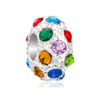 European Beads - multi color crystal diamond accent clear white ball all brand beads charms bracelets Image.