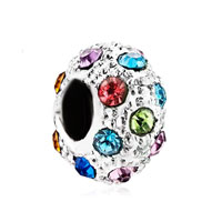 European Beads - fashion multi color crystal two tone plated beads charms bracelets Image.