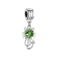 European Beads - cute kitty with peridot august birthstone all brands dangle european beads charms bracelets Image.