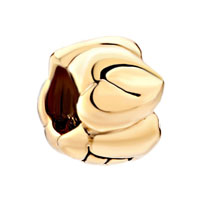 European Beads - four heart shapes with love golden planted two tone plated beads charms bracelets Image.