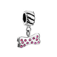 European Beads - pink embeded bone beaded fit all brands dangle european beads charms bracelets Image.
