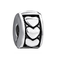 European Beads - heart clasp stopper fit all brands beads charms bracelets Image.