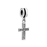 European Beads - cross with clear april birthstone all brands dangle european beads Image.