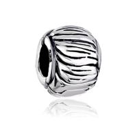 Sterling Silver Jewelry - round with engraved stripes stopper 925 sterling silver european beads Image.