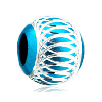 European Beads - pale blue aluminum fit all brands silver plated beads charms bracelets Image.