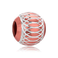 European Beads - orange with aluminum silver plated beads charms bracelets Image.