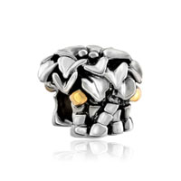 European Beads - golden flower shape two tone plated beads charms bracelets Image.