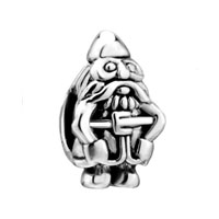 European Beads - bearded men silver plated beads charms bracelets Image.