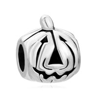 European Beads - jack o lantern halloween pumpkin face fit all brands silver plated beads charms bracelets Image.