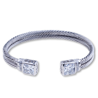 Bracelets - crystal square head 925 sterling silver bracelets Image.