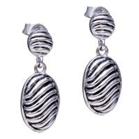 Earrings - oval worm 925 sterling silver earrings Image.