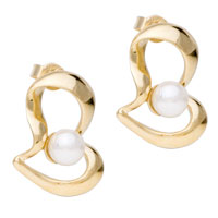 Earrings - pearl in heart 925 sterling silver earrings Image.