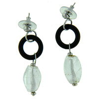 Murano Glass Jewelry - white droplet earrings Image.