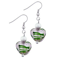 Murano Glass Jewelry - baby pink heart murano glass earrings Image.