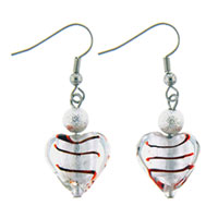 Murano Glass Jewelry - white heart murano glass earrings Image.