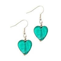 Murano Glass Jewelry - turquoise heart earrings Image.