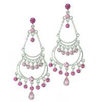 Earrings - pink austrian crystal earrings Image.