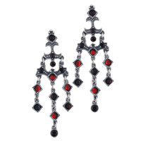Earrings - red circles and squares earrings Image.