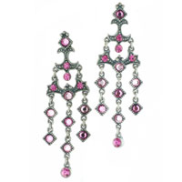 Earrings - pink circles and squares earrings Image.