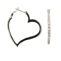 Sterling Silver Jewelry - pink studded heart earrings Image.