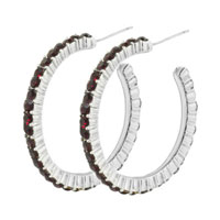 Sterling Silver Jewelry - dark red hoop earrings Image.