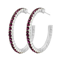 Sterling Silver Jewelry - violet purple hoop studded earrings Image.